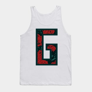 Modern Rose Floral Initial Name Alphabet - Letter G Tank Top